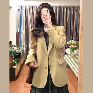 
British style retro suit wool coat women's new winter short suit wool coat small top