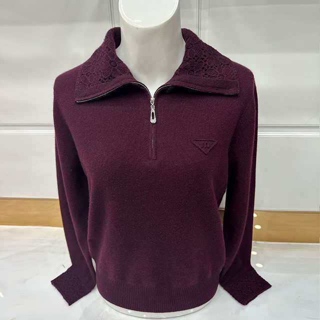 This year's popular mom tops, middle-aged and elderly fashion women's knitted sweaters, lapel sweaters, bottoming pure woolen sweaters