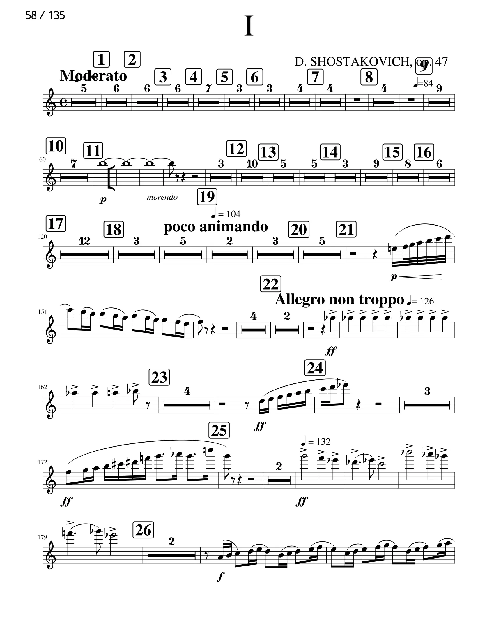 肖斯塔科维奇 第5交响曲 第一乐章 管弦乐总谱分谱 高清