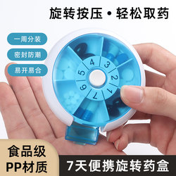 Rotating Pill Box, Portable Small Pill Box, Round Health Product Medicine Box, Seven-Day-A-Week Pill Storage Box