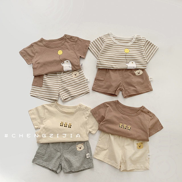 Baby summer clothing Internet celebrity suit summer male and female ...