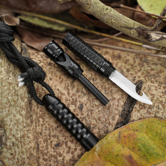 
Creative EDC multifunctional bottle opener combination tool tactical pen knife outdoor whistle flint home gift