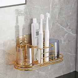 Bathroom Toothbrush Holder, No-Drill Mouthwash Cup, Wall-Mounted Toothbrush Cup, Wall-Mounted Storage Toothbrush Set, Light Luxury