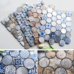 Modern Accessible Luxury Blue Round Mosaic Metal Stainless Steel Tiles Ktv Entrance Restaurant Tv Background Wall Tiles