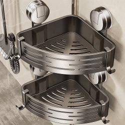 Suction Cup Bathroom Shelf Triangular Basket No-Drill Toilet Storage Rack Corner Shower Gel Bath Rack