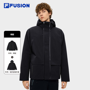 
FILA FUSION Fila trendy brand cotton two-piece set for men 2026 spring new loose warm hooded jacket