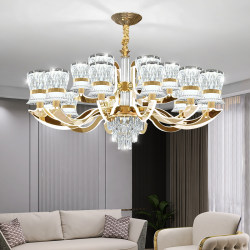 Guangdong Zhongshan Lighting Chandelier Living Room Lamp Modern Light Luxury Lamp Arm Luminous Crystal Lamp Elegant Home Dining Room Chandelier