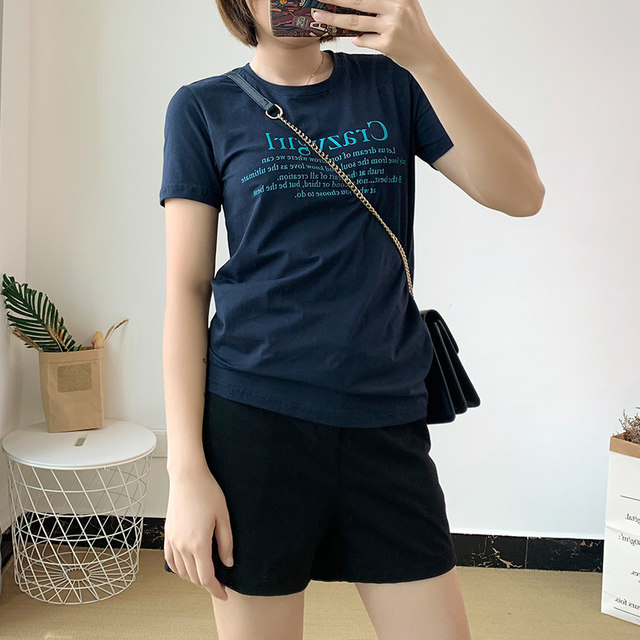 COCO plus size women's new summer style simple English letter printed short-sleeved fat mm versatile T-shirt for women to cover the flesh and look slim