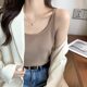Summer 2025 new solid color suit with knitted base thin design top for women