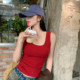 Long Meijia red U-neck camisole women's inner wear autumn new high-end and beautiful outer wear sleeveless bottoming top