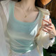 Mint green suspender vest for women with inner wear 2025 summer new beautiful dopamine blue top bottomed out