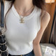 
White knitted round neck vest for women with inner wear 2025 autumn new suspender base high-end sleeveless outer top