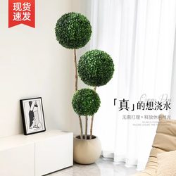 Milan Spherical Plant Artificial Green Plant High-End Light Luxury Indoor Living Room Landscaping Ornament Floor-Standing Potted Plant Decorative Bonsai