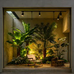 Simulated Green Plants, Large-Scale Indoor Landscaping, Outdoor Landscape Combinations, High-End Light Luxury Window Display Decorations, Floor-Standing Green Plant Landscaping