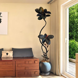 Artificial Green Plant Black Rubber Tree Indoor High-End Light Luxury Living Room Decorative Floor-Standing Ornament Fake Green Plant