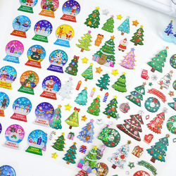 2023 New Christmas Stickers Children’s Cartoon Crystal Ball Christmas Tree Old Man Elk Snowflake Glue Foam Stickers