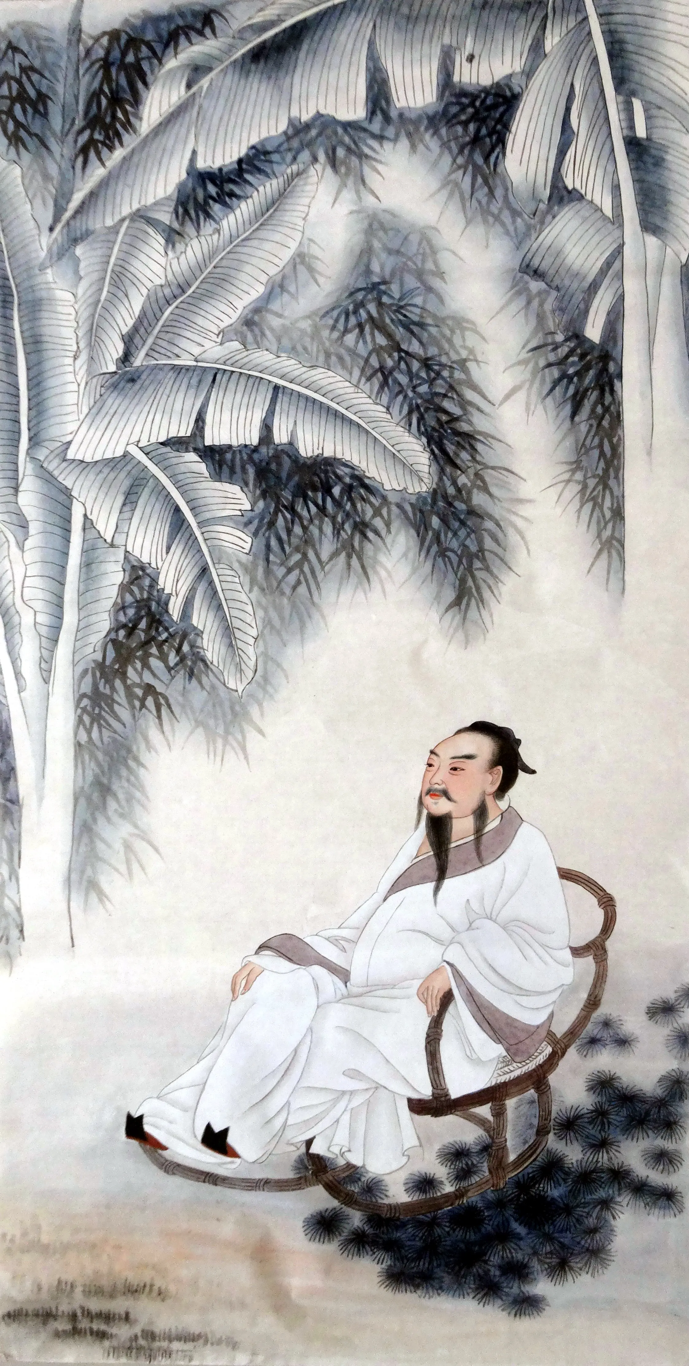 純手繪工筆人物國畫張大千敦煌飛天仿畫43X68cm畫心