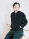 MMBBT solid color stand collar zipper cardigan sweater spring outfit women's new 2025 loose short jacket