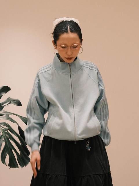 MMBBT solid color stand collar zipper cardigan sweater spring outfit women's new 2025 loose short jacket