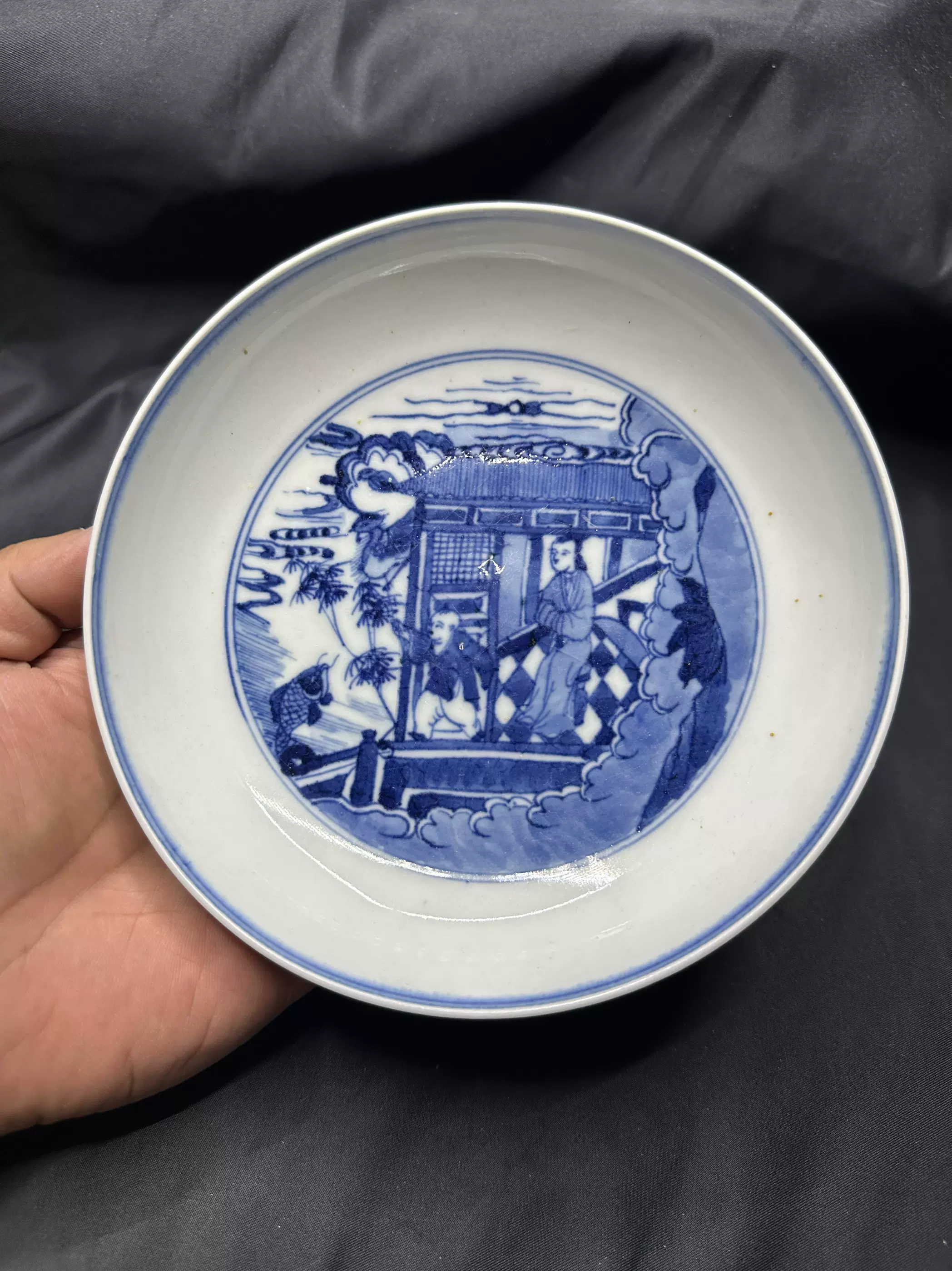 清時代 清代 中国美術 皿 染付 時代物 唐物 骨董品 古染付 青花 飾皿