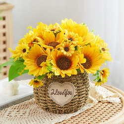 Sunflower Artificial Flowers, Artificial Flower Arrangements, Living Room Dining Table Floral Decorations, Home Decoration, Plastic Bouquets, Silk Flower Potted Plants