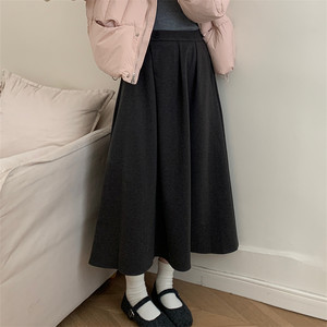 
Chuwujia 2025 new winter style thickened brushed umbrella skirt drape slimming loose A-line skirt for women