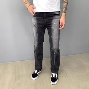 
High-end trendy brand slim fit jeans for men, nine-point new style, summer tapered feet, casual handsome printed long trousers