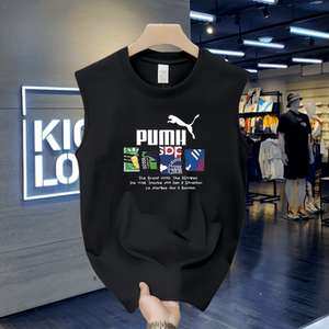 
Outlet discount men's and women's same style pure cotton vest summer loose trendy brand casual 2026 heavy sleeveless T-shirt waistcoat