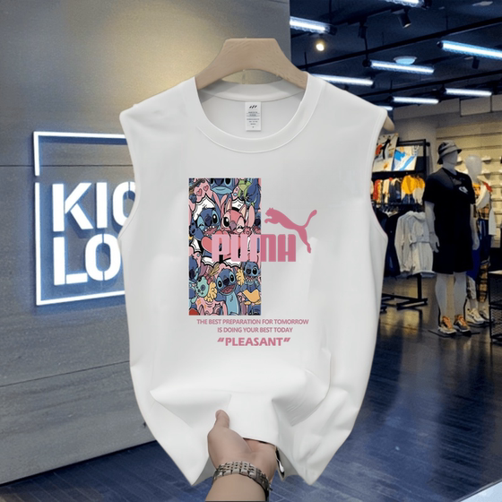 
Outlet 2026 pure cotton vest for men and women summer loose trendy brand heavy sports sleeveless T-shirt new casual waistcoat