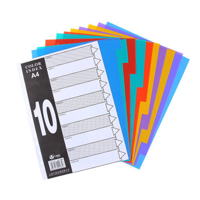 후데쿠아이 플라스틱 색 구분 카드 A4 퀵 노동 폴더 페이징 페이지 폴더 라벨 구분 페이지 10 프레임 색인 분류 카드
