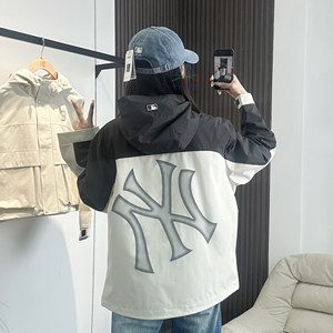 
25 new autumn MLB jacket sports jacket for men and women NY large label waterproof hooded jacket 3AWJB0254