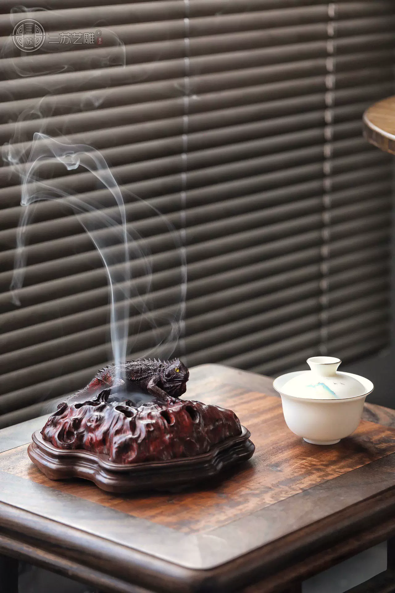 象塔香炉 猛犸象牙雕紫檀莲蓬祥云荷花香炉香道用品摆件家居香插底座香薰