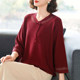 
Mom Spring and Autumn New Chinese Ice Silk Top Fashionable Noble T-shirt Middle-aged and Elderly Extra Large Size Women's Loose Knitted Sweater