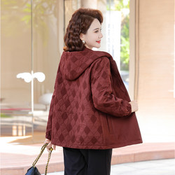 2025 This Year's New Fashionable Spring and Autumn Hooded Plaid Jacket for Middle-Aged and Elderly Women, Age-Reducing and Trendy