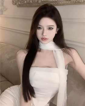 One-shoulder halter neck halter bone suspender vest women's top