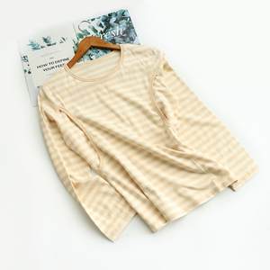 
Female autumn and winter confinement clothes autumn clothes and pants side-open breastfeeding women's home clothes base shirt