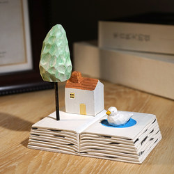 【Peaceful Time】Handmade Wood Carving Small Ornaments, Cute and Healing, Office Desk Workstation Decorations, Good Items