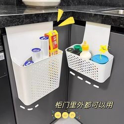 Wall-Mounted Storage Box, Kitchen Cabinet Door Interior Shelf, Hook for Cling Film, Cabinet Door Hanging Basket, Rear Organizer Storage Rack