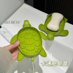 New Cartoon Super Cute Portable Turtle Soap Dish with Drainage for Bathroom Sink Soap Holder Household Use