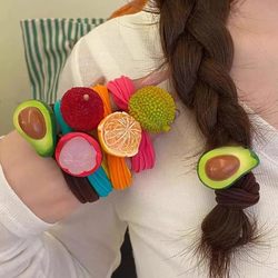 Cute Fruit Hair Ties Dopamine Girly Heart Hair Rope Elastic Hair Band Hair Accessory Headband Hair Ornament