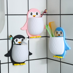 Creative Cartoon Penguin Storage Rack, Makeup Tool Organizer, Dormitory Bathroom Toothbrush Bedside Mobile Phone Wall-Mounted Storage