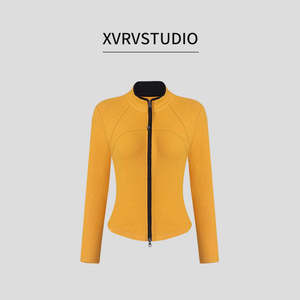 
XVRV [Xia Shangxin] 2026 Fashion Versatile Stand Collar Contrast Color Sports Double Open Zipper Small Jacket Women's Top