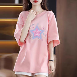 Pure Cotton Short-Sleeved T-Shirt for Women 2026 New Summer Loose Top Versatile Slimming Mid-Length Fashionable Half-Sleeve T-Shirt