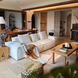 Wabi-Sabi Style Modular Sofa, Modern Linen-Cotton Blend, Aliya Fabric Sofa, Removable and Washable, Suitable for Guesthouses, Tofu Block Design