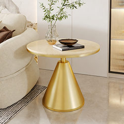 Modern Commercial Hotel and Homestay Balcony Leisure Table, Living Room Light Luxury Coffee Table, Simple Sofa Side Table, Small Table with Rock Slab