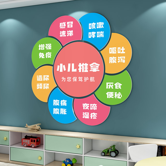 Traditional Chinese medicine pediatric massage shop wall stickers 3D three-dimensional maternal and infant health therapy center cultural background wall decoration arrangement