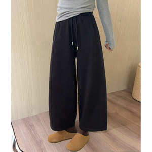 Small casual sports sweatpants for women plus size spring new fat sister loose slimming nine-point wide-leg granny pants