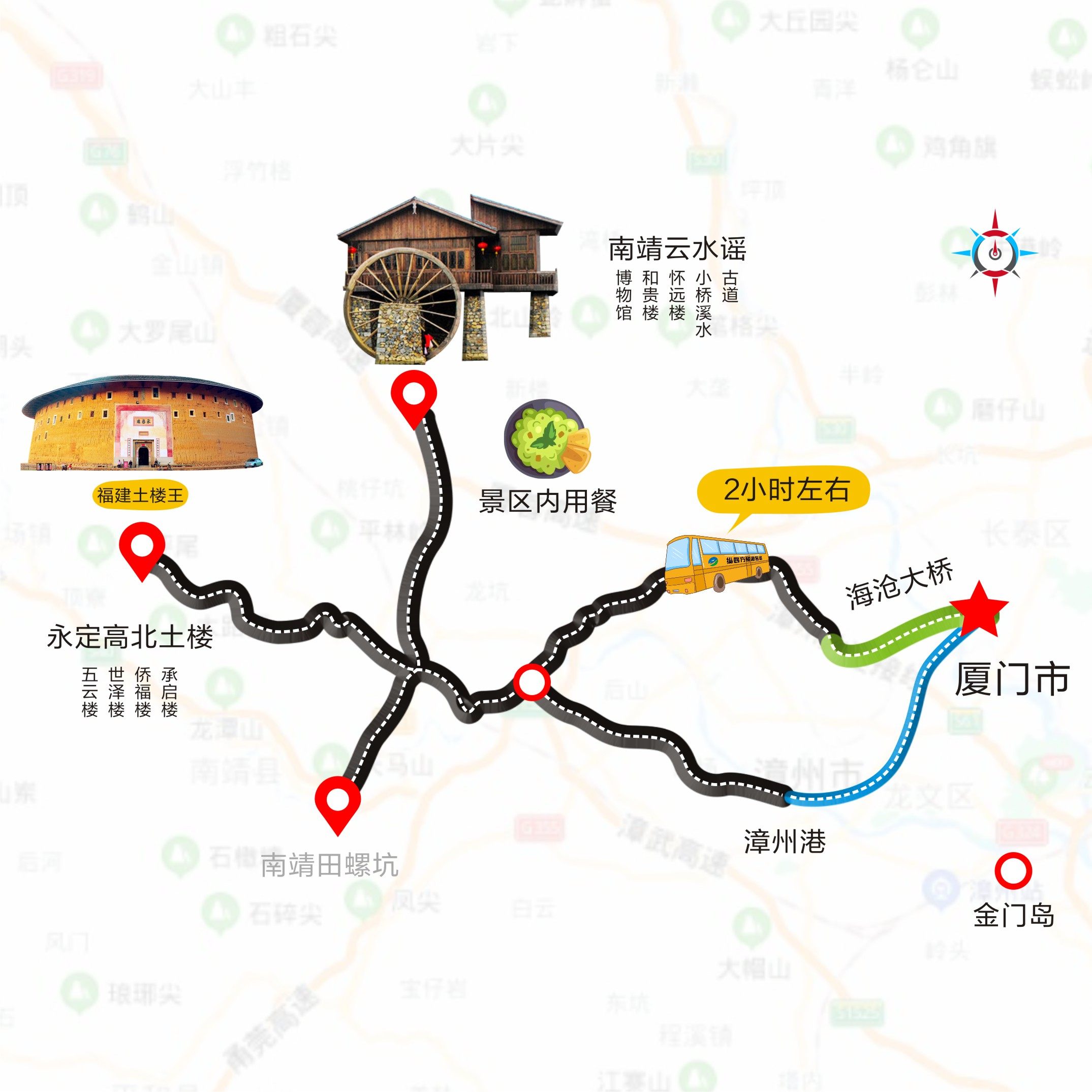 厦门旅游29人头等舱南靖云水谣古镇+永定土楼王一日游纯玩无购物