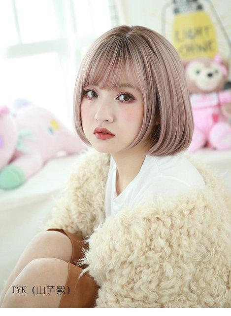 Wig female short hair round face original hairstyle design giant face face Korean handsome bobo short hair style
