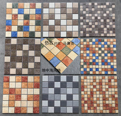 Mediterranean Coffee-Colored Gray Ceramic Mosaic Retro-Style Tiles for Bathroom Floor and Wall, Balcony Non-Slip Light Luxury